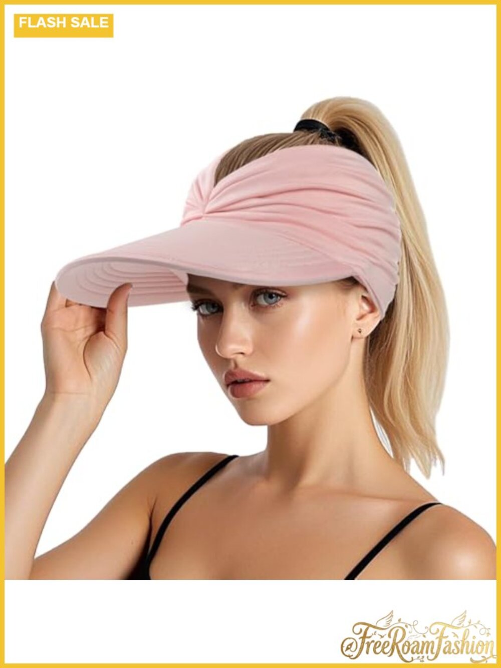 Wide Brim UV Protection Foldable Sun Visor Hat UPF50+ Empty Top Ponytail